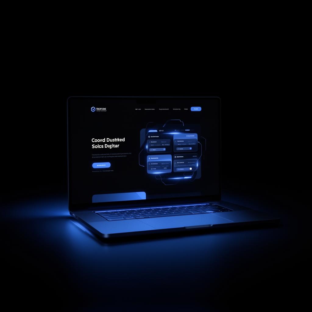 Modern dark website design on laptop